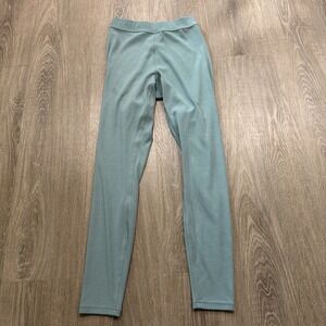 Alo Yoga Leggings Womens XX-Small Green Ribbed High Waist 7/8 Blissful Athletic
